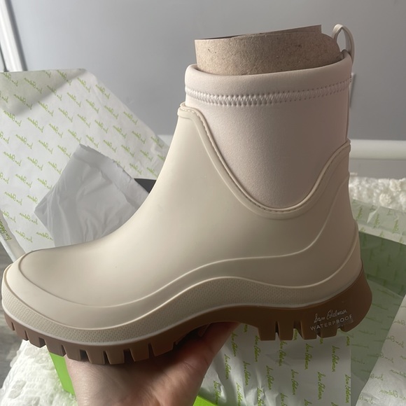 ✨NEW!✨Sam Edelman Louisa Modern Ivory Rubber/Neoprene Rain Boots - Picture 7 of 8